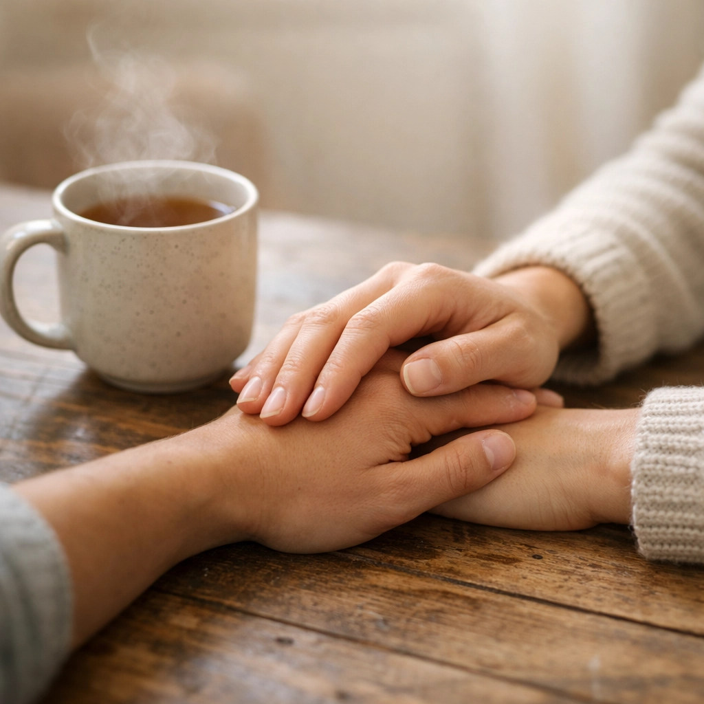 Támogató kézmozdulat egy diszkrét online konzultáción, ahol Somorjai Martina potenciológus segít.