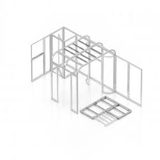 Modular exhibition stand aluminum frame structure in progress