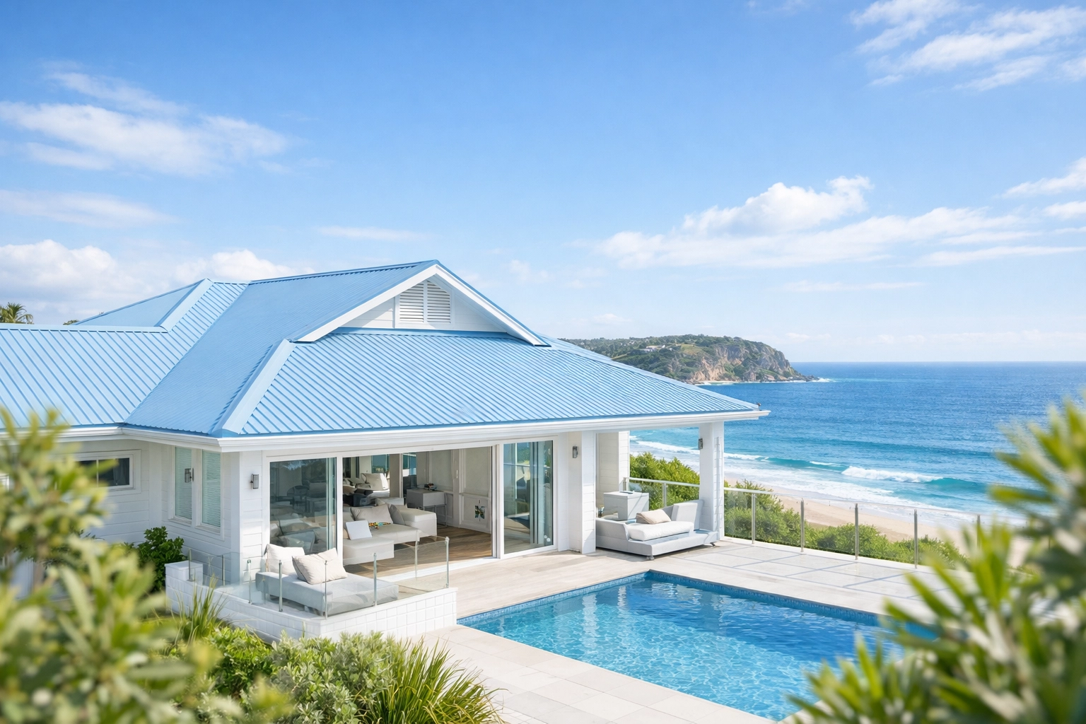 Professional Colorbond roofing installation on a Northern Beaches residence with a clean, coastal aesthetic.