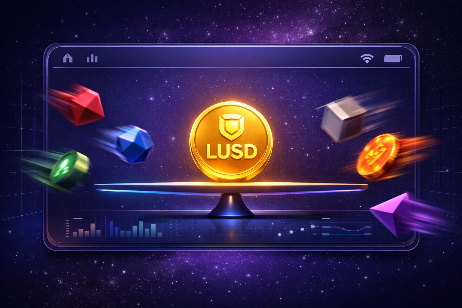 LUSD stablecoin maintaining stability while volatile cryptocurrencies fluctuate in value