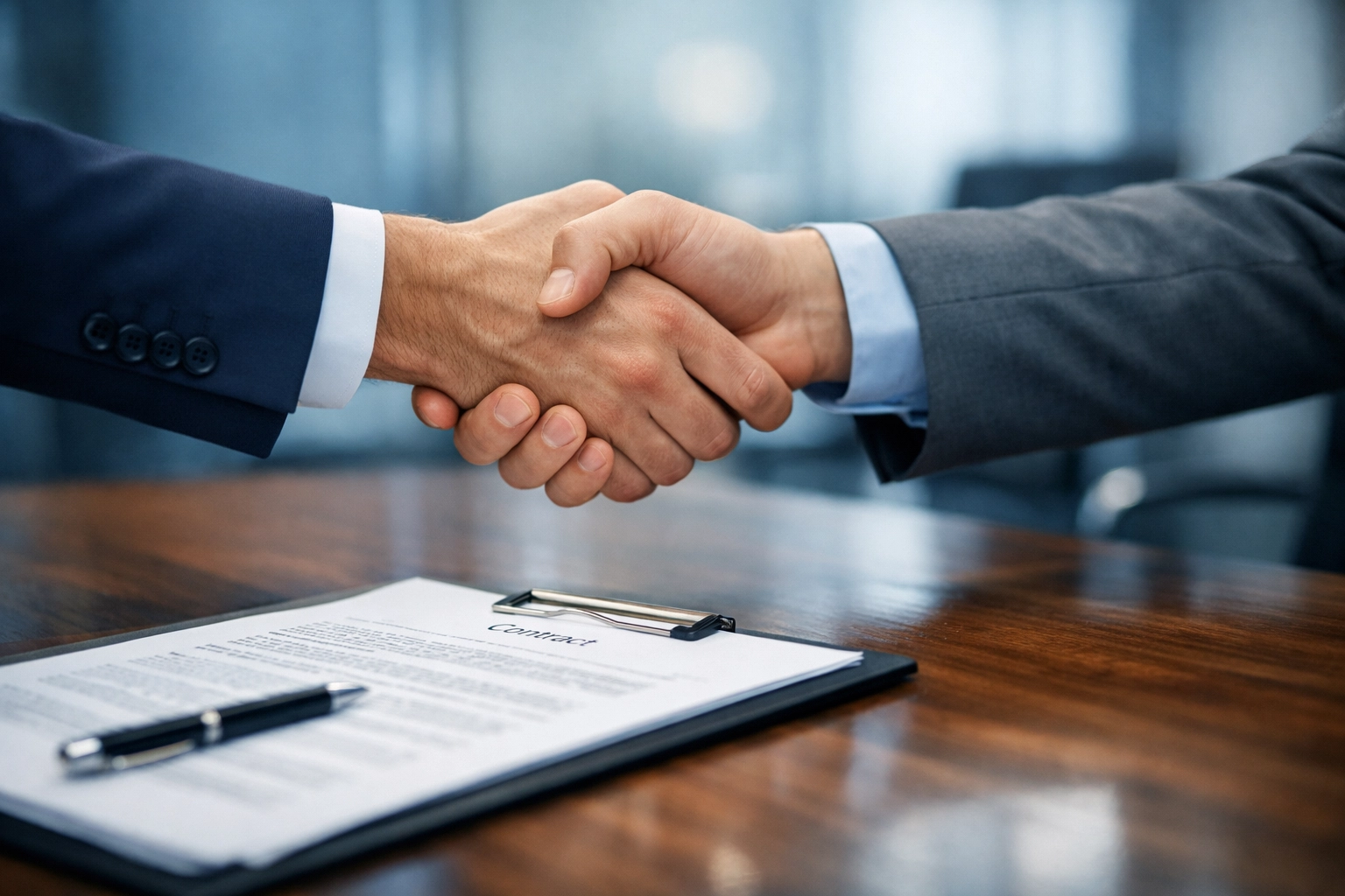 Business owners finalizing exit strategy and sale agreement