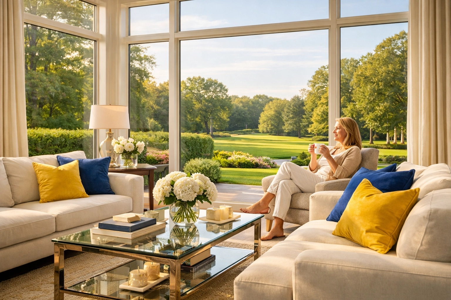 Stress-free lifestyle in a pristine Dover living room following expert residential cleaning Massachusetts services.