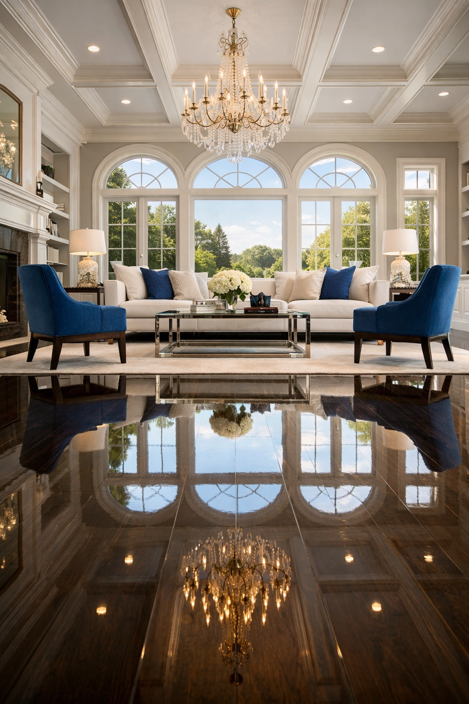 Expert Massachusetts deep cleaning services in a Wellesley home with polished hardwood floors.