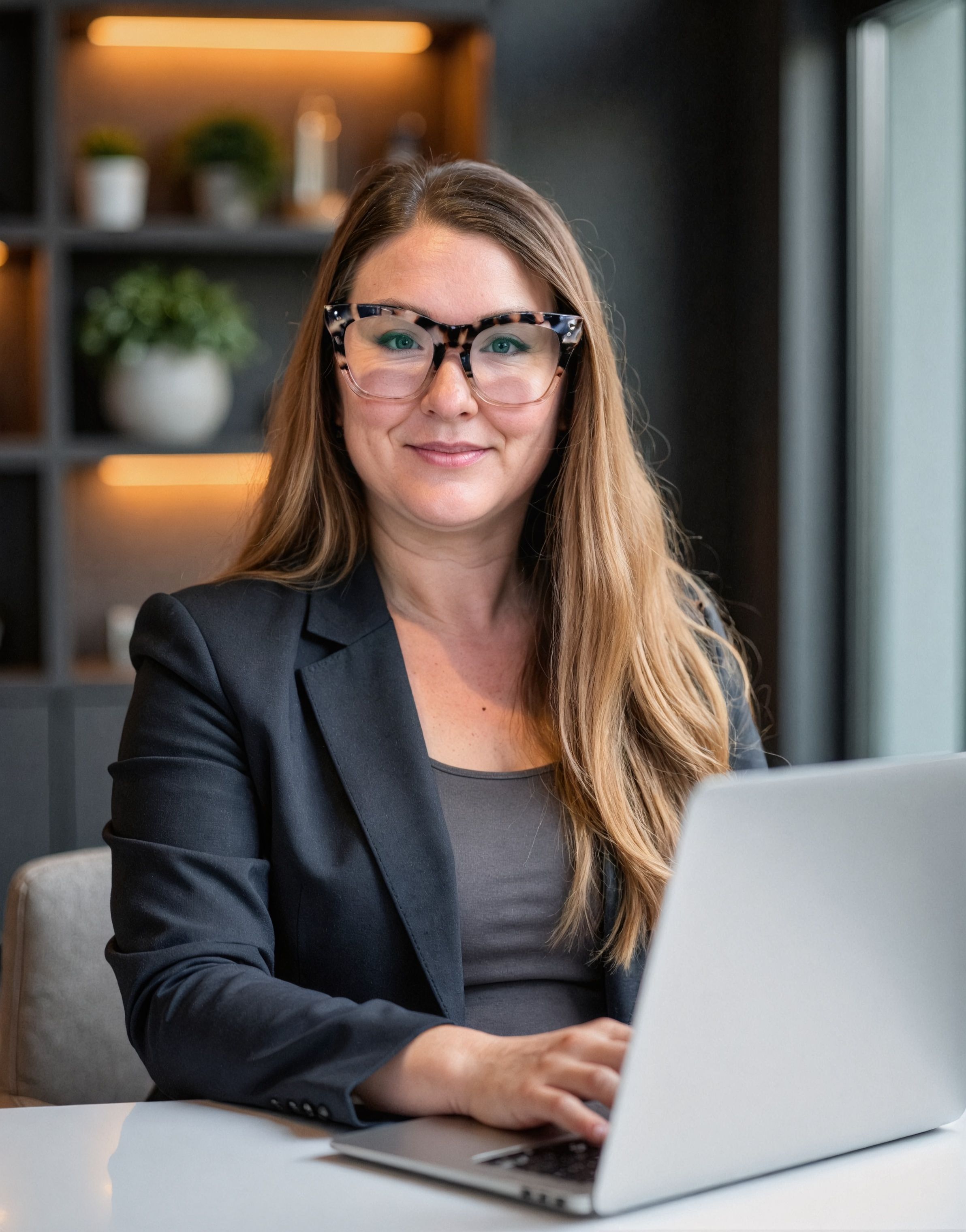 Confident Woman Entrepreneur at Desk