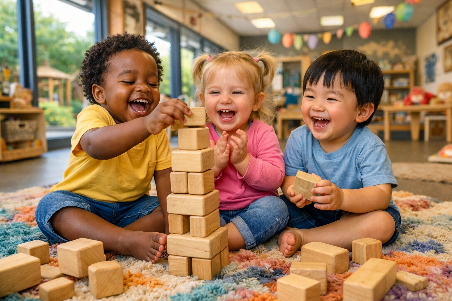 Children from diverse backgrounds learning through play at a Liverpool early learning centre.