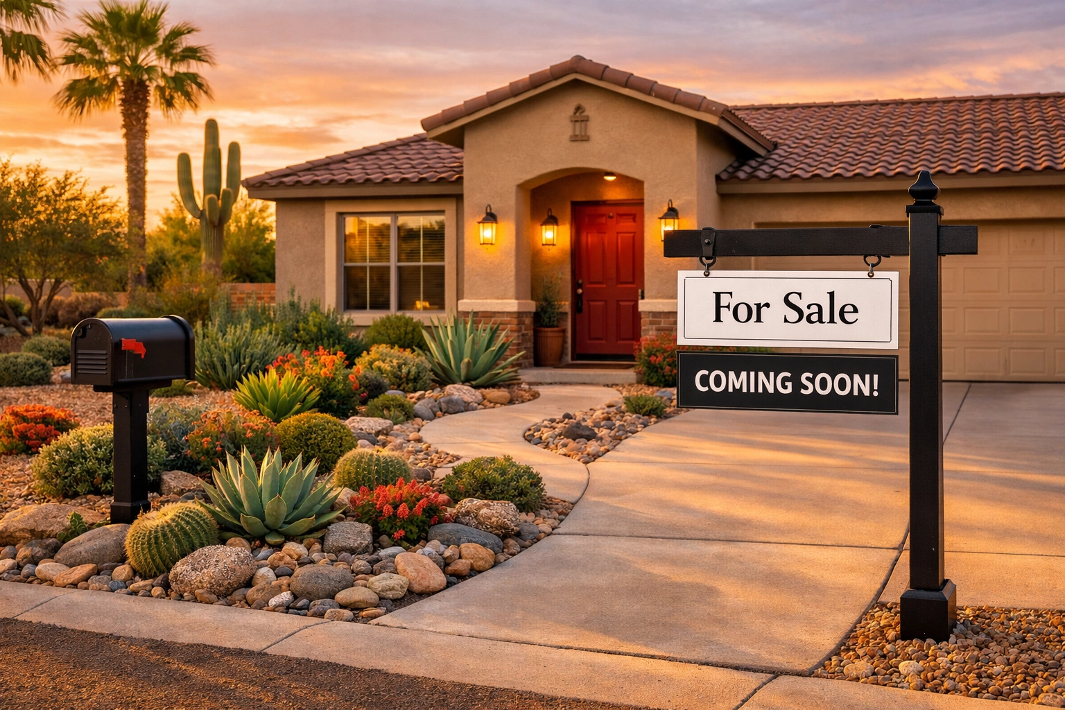 Well-staged Buckeye home exterior with desert landscaping and strong curb appeal for listing