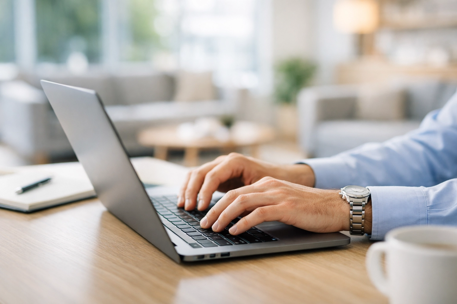 Tax professional using modern laptop software for efficient remote ERO operations and client management.