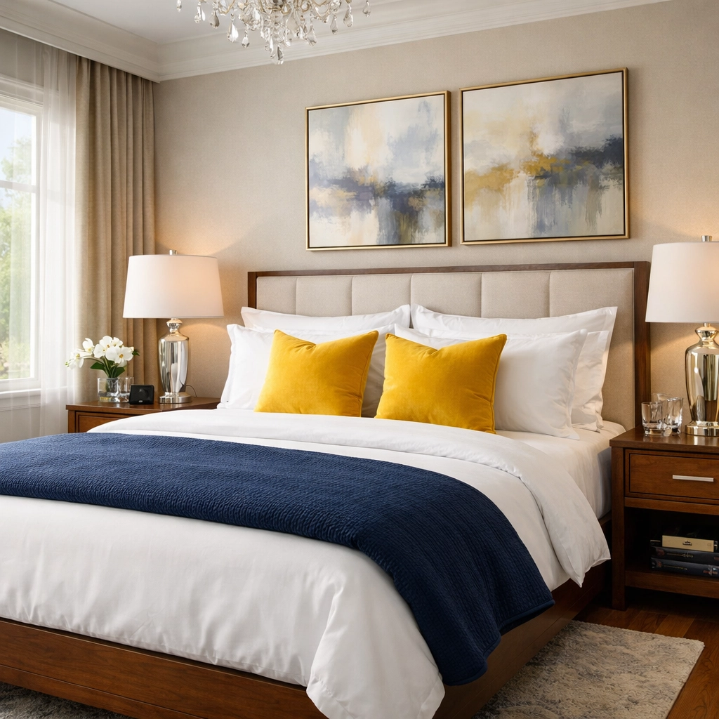 Immaculate master bedroom with dust-free surfaces and fresh linens following a professional home reset.