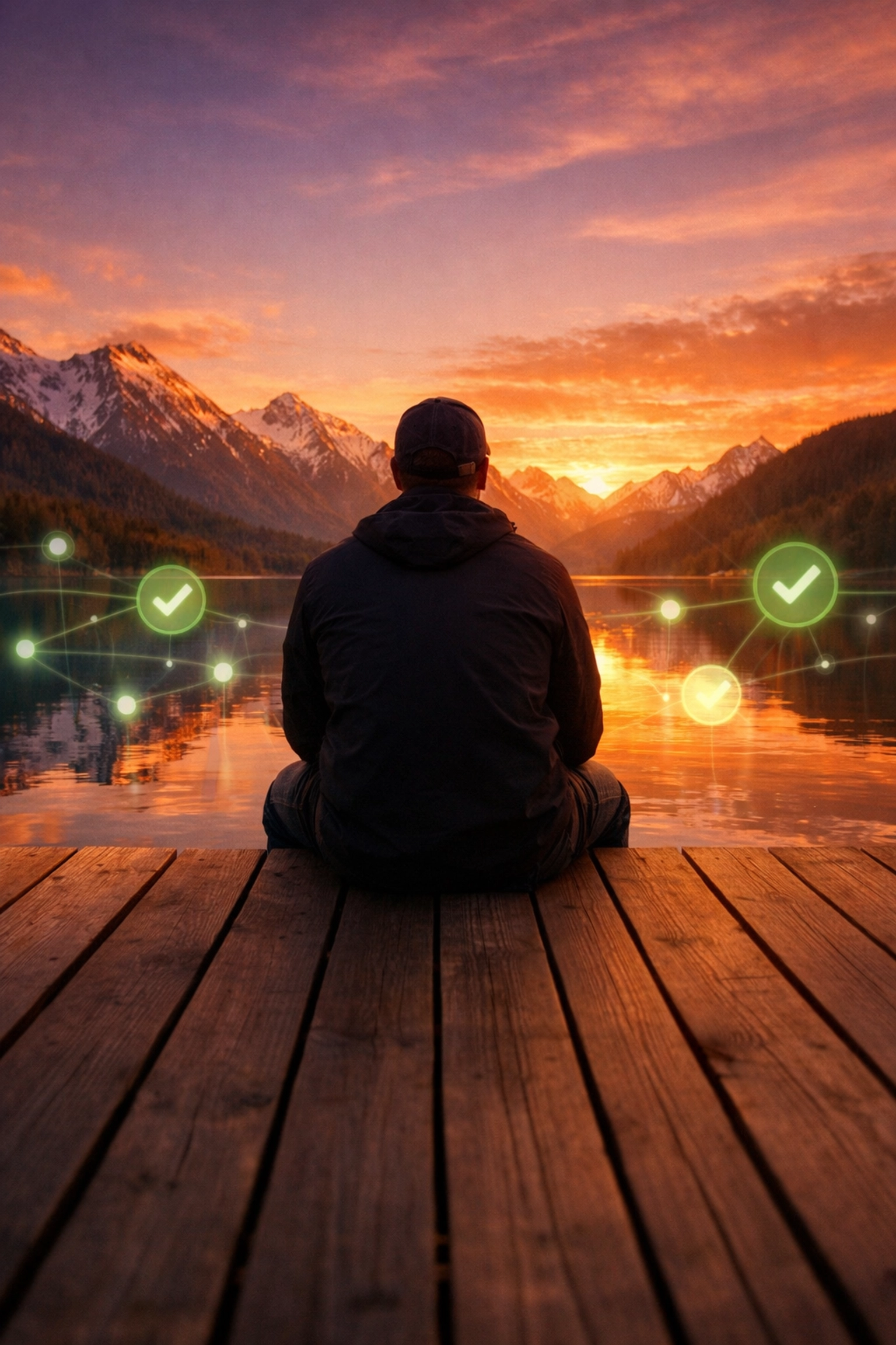 A business founder relaxing while workflow automation and n8n systems handle daily operations.