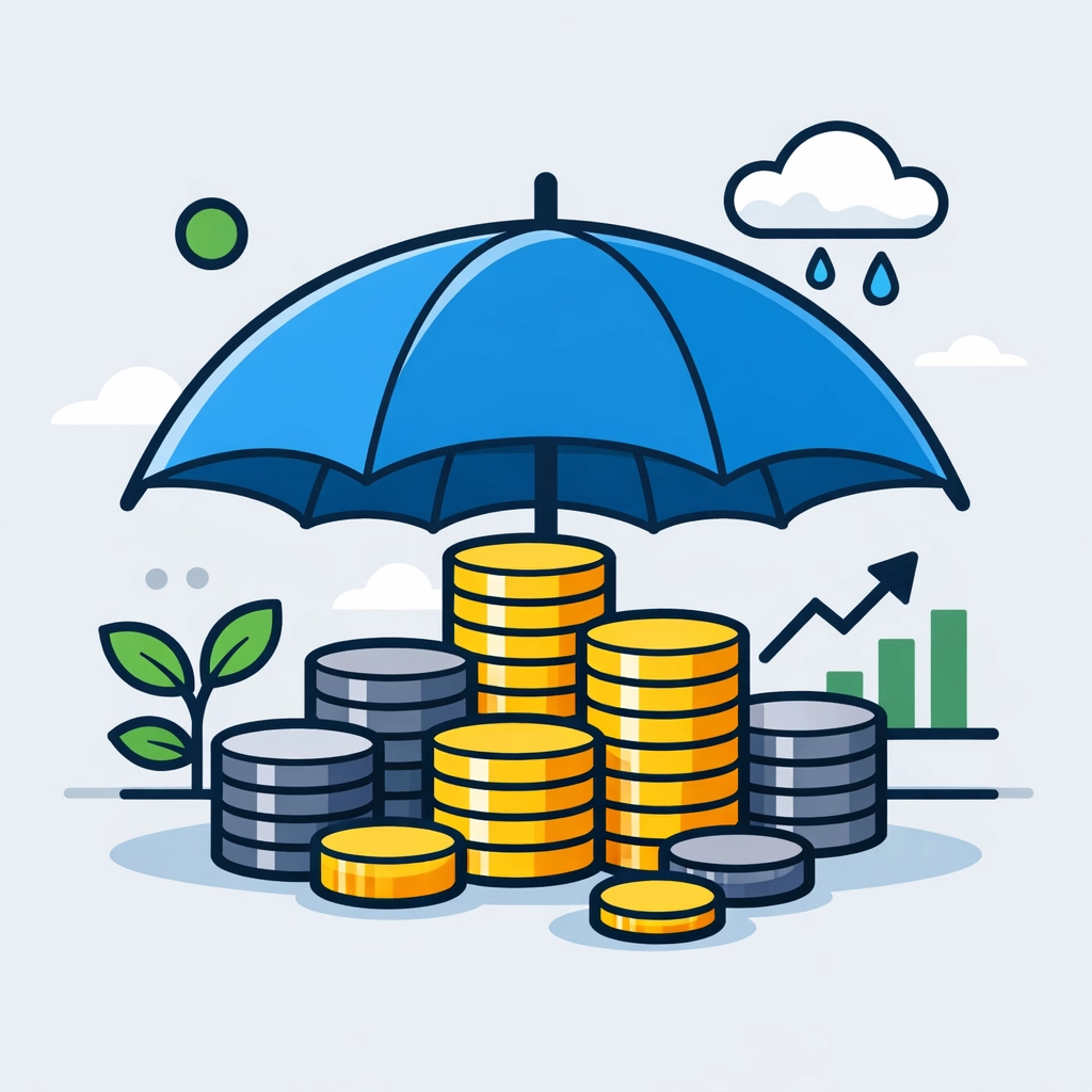 Illustration of an umbrella protecting coins representing higher 2026 standard deductions and tax relief.