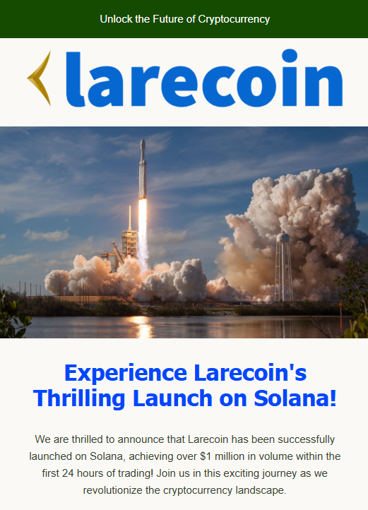 Larecoin Rocket Launch Branding