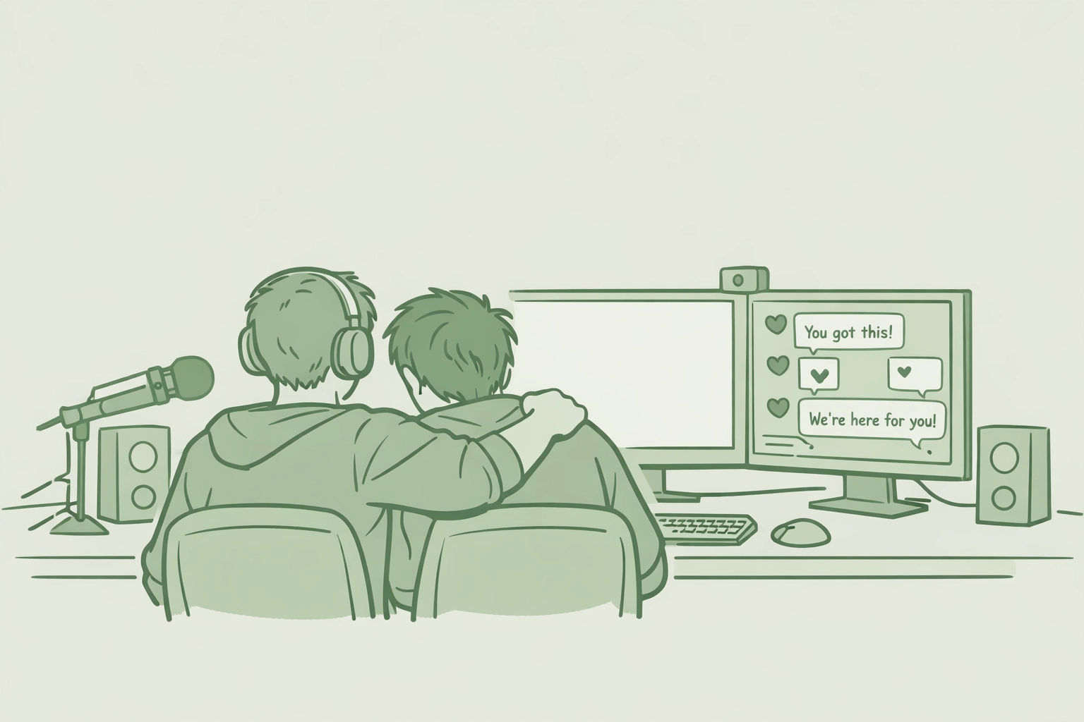 LGBTQ+ gamer supporting partner during live stream hate raid attack