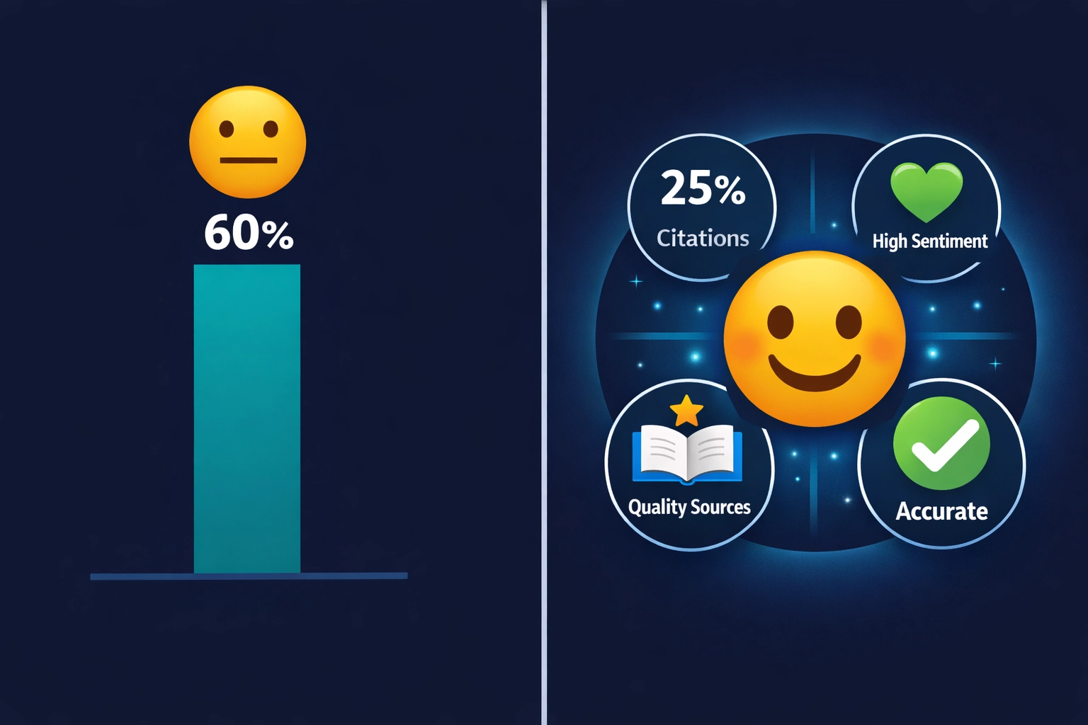 Comparison showing single citation metric versus composite AI visibility score dashboard