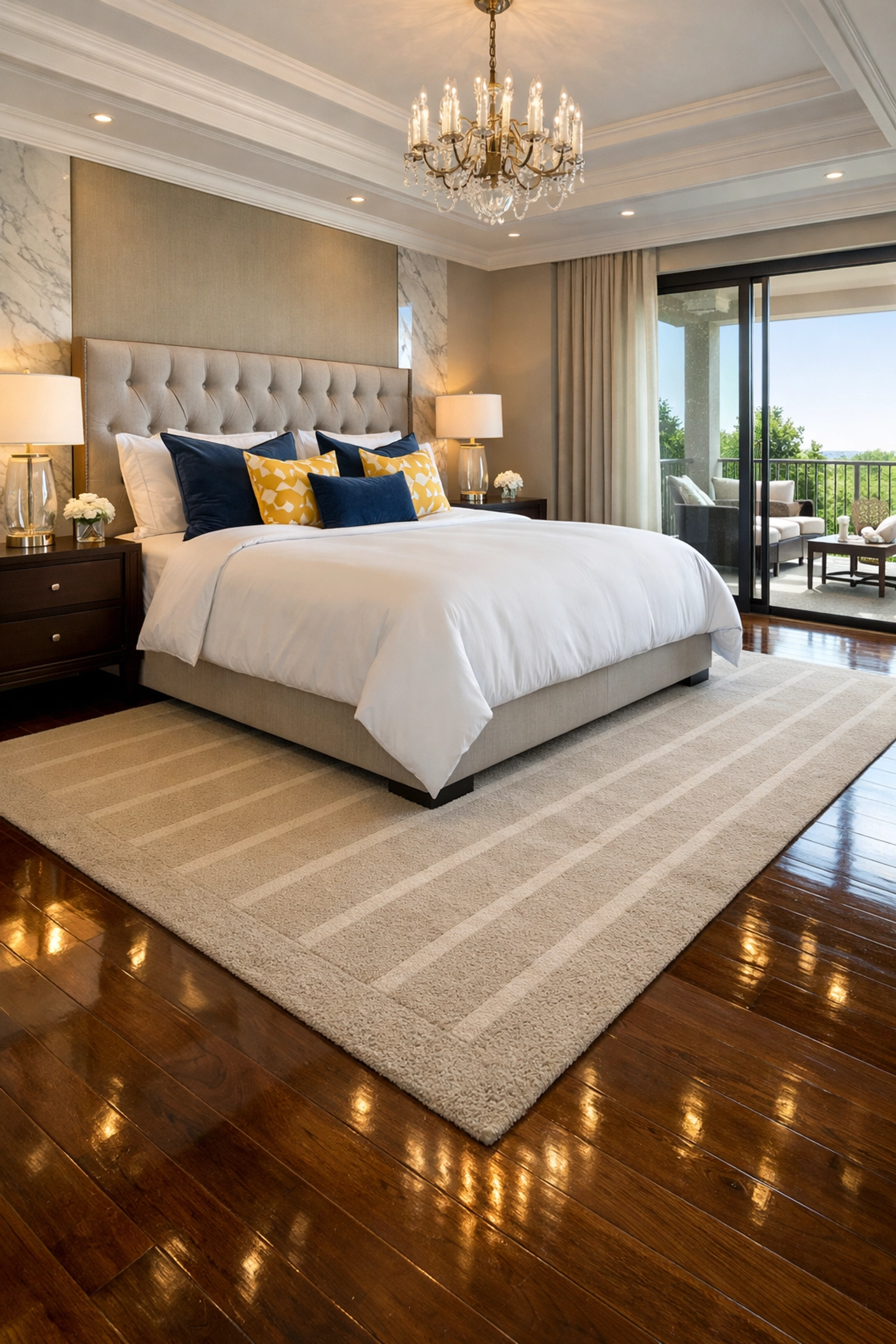 Luxury bedroom showing the detailed results of a professional house cleaning in Ashby MA.