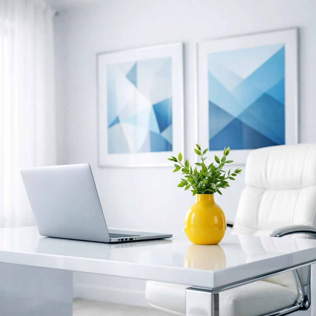 Spotless minimalist home office demonstrating the benefits of expert apartment cleaning in Boxborough.