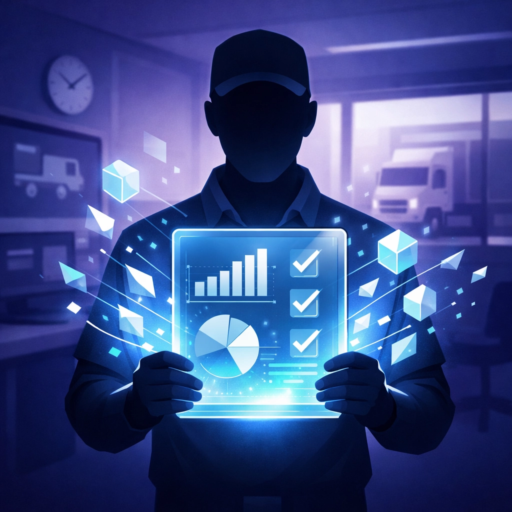 Digital logistics recruitment agency interface showing streamlined driver onboarding and efficiency.
