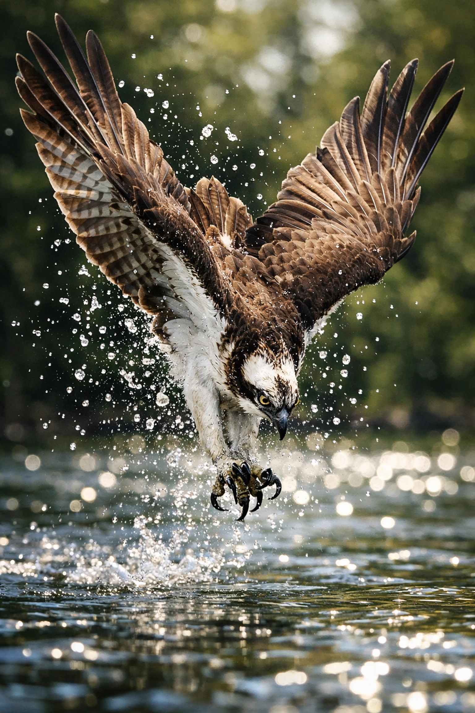 Sharp wildlife photo of an osprey diving, illustrating when to switch from manual mode.