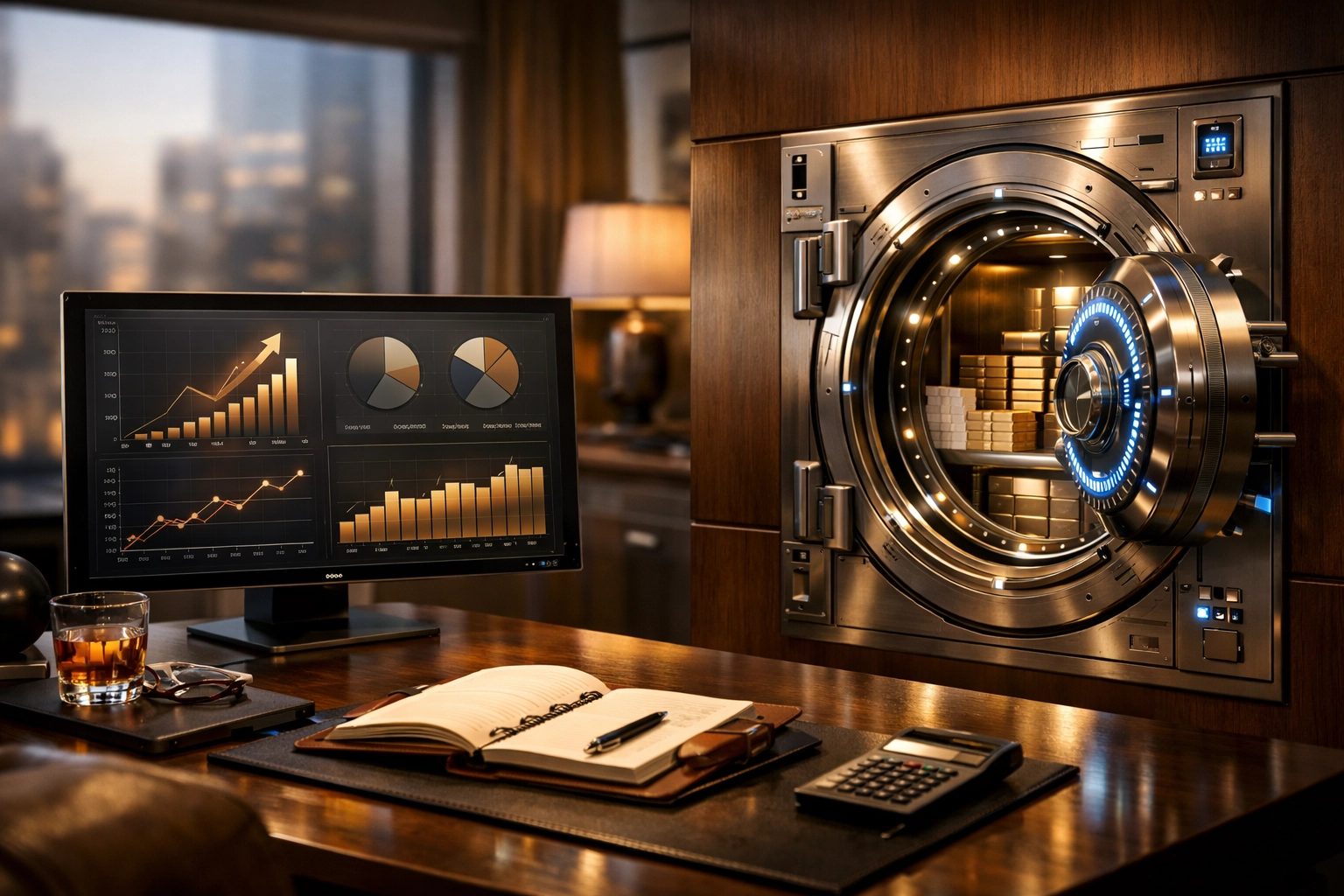 Secure tax-deferred growth concept in a modern executive setting