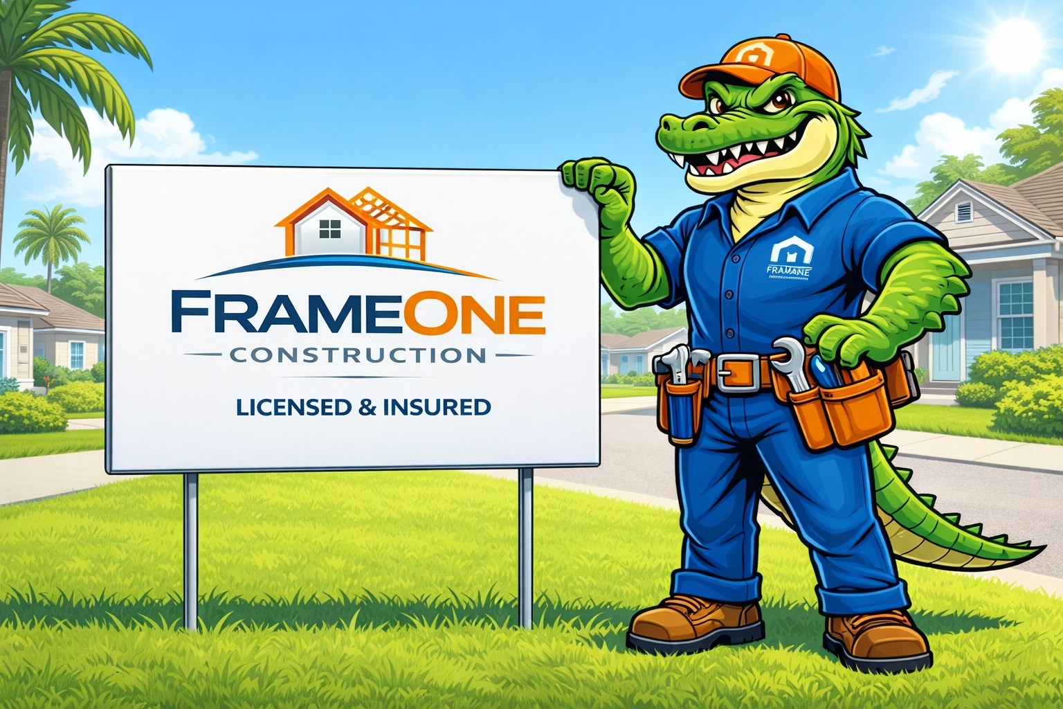 FOC improved mascot with FOC LOGO—FrameOne’s got your back from start to finish.