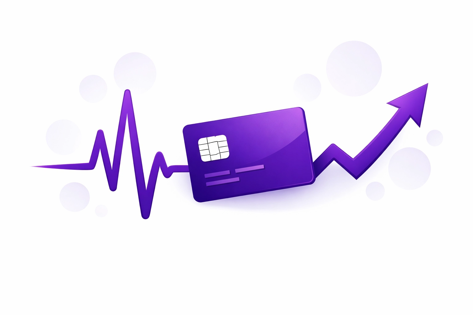 Upward financial arrow and bank card illustrating healthy cash flow for Los Angeles small businesses.