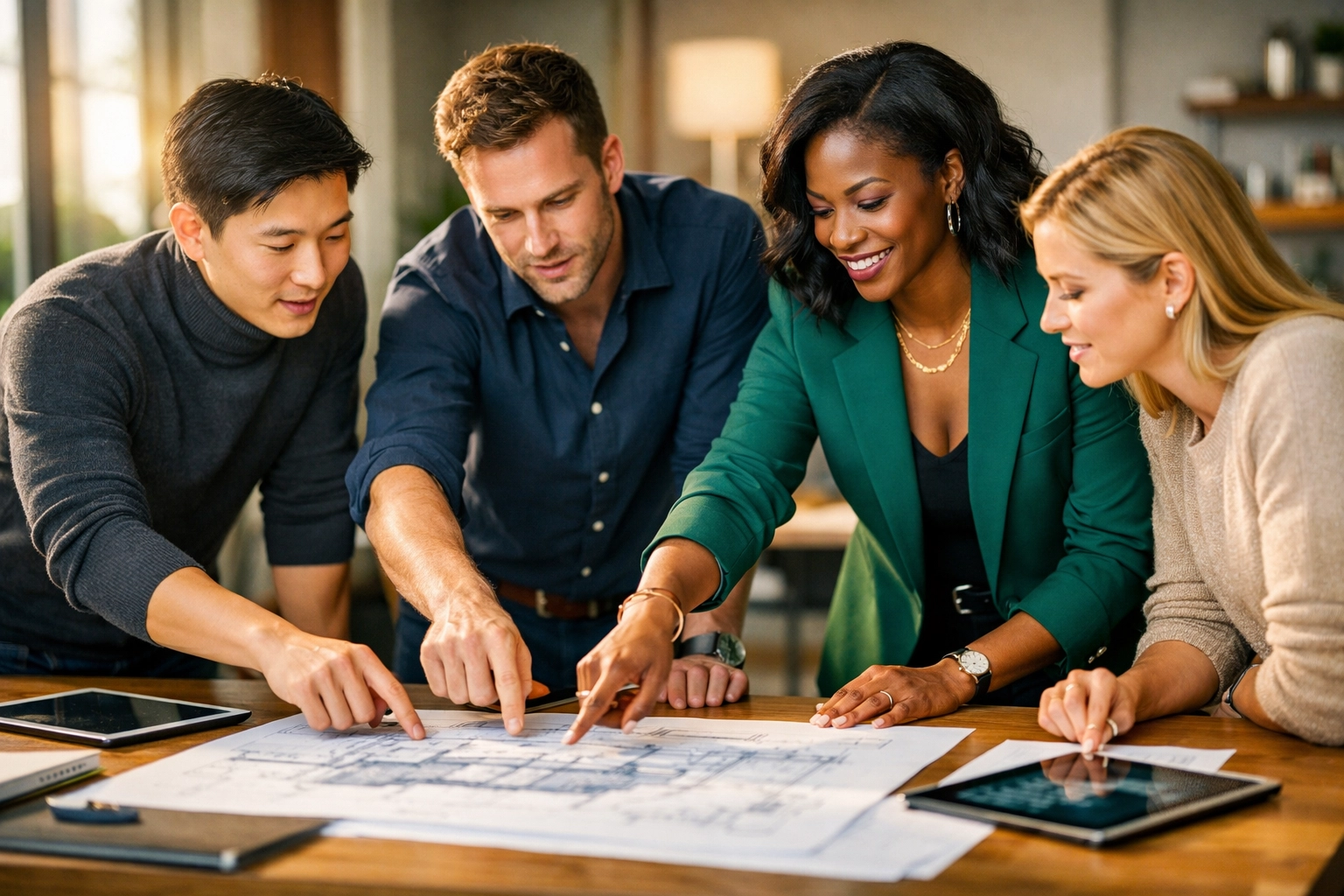 Diverse team collaborating in a modern office to scale workplace culture and business growth.