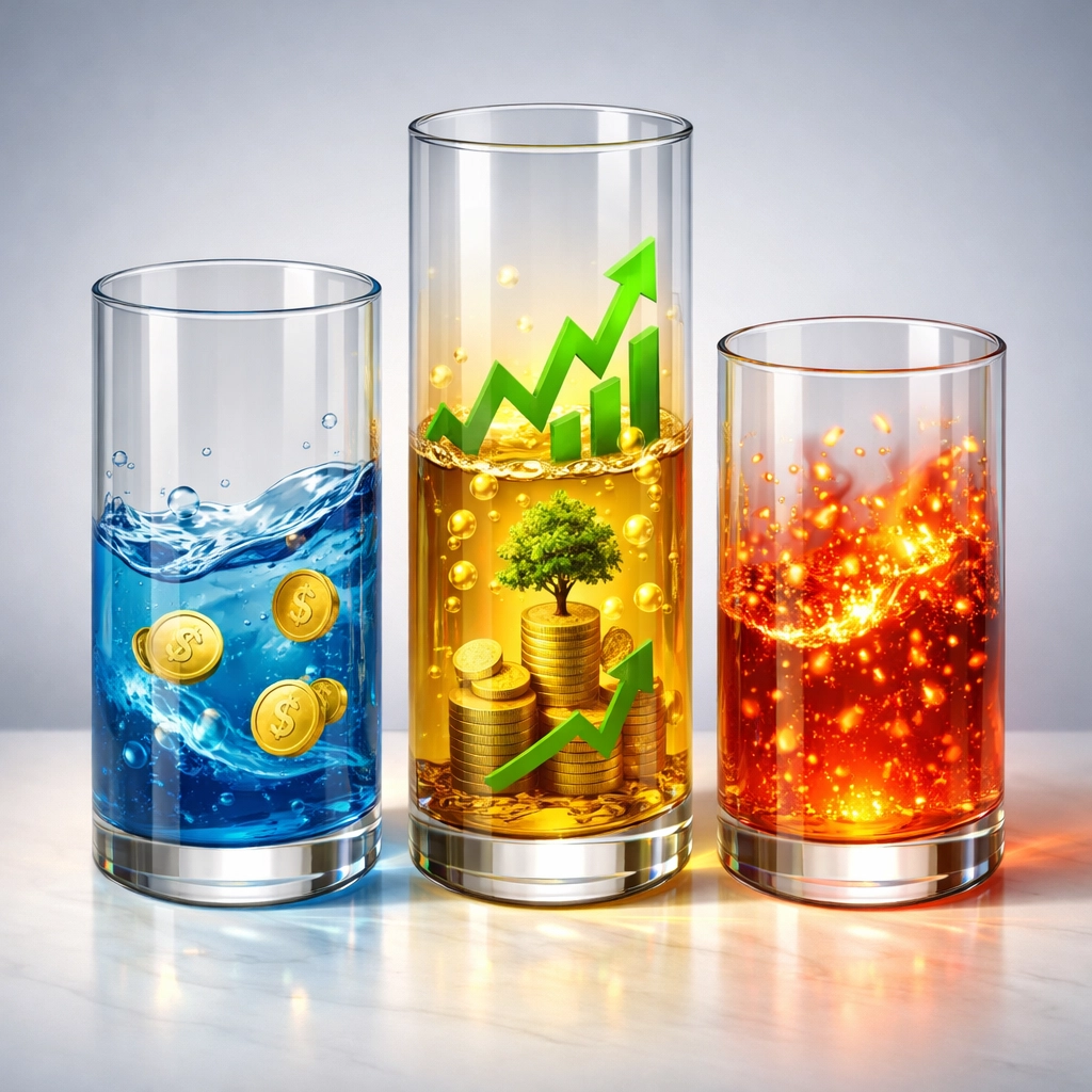 Three portfolio allocation buckets for income stability, growth, and high-upside investments