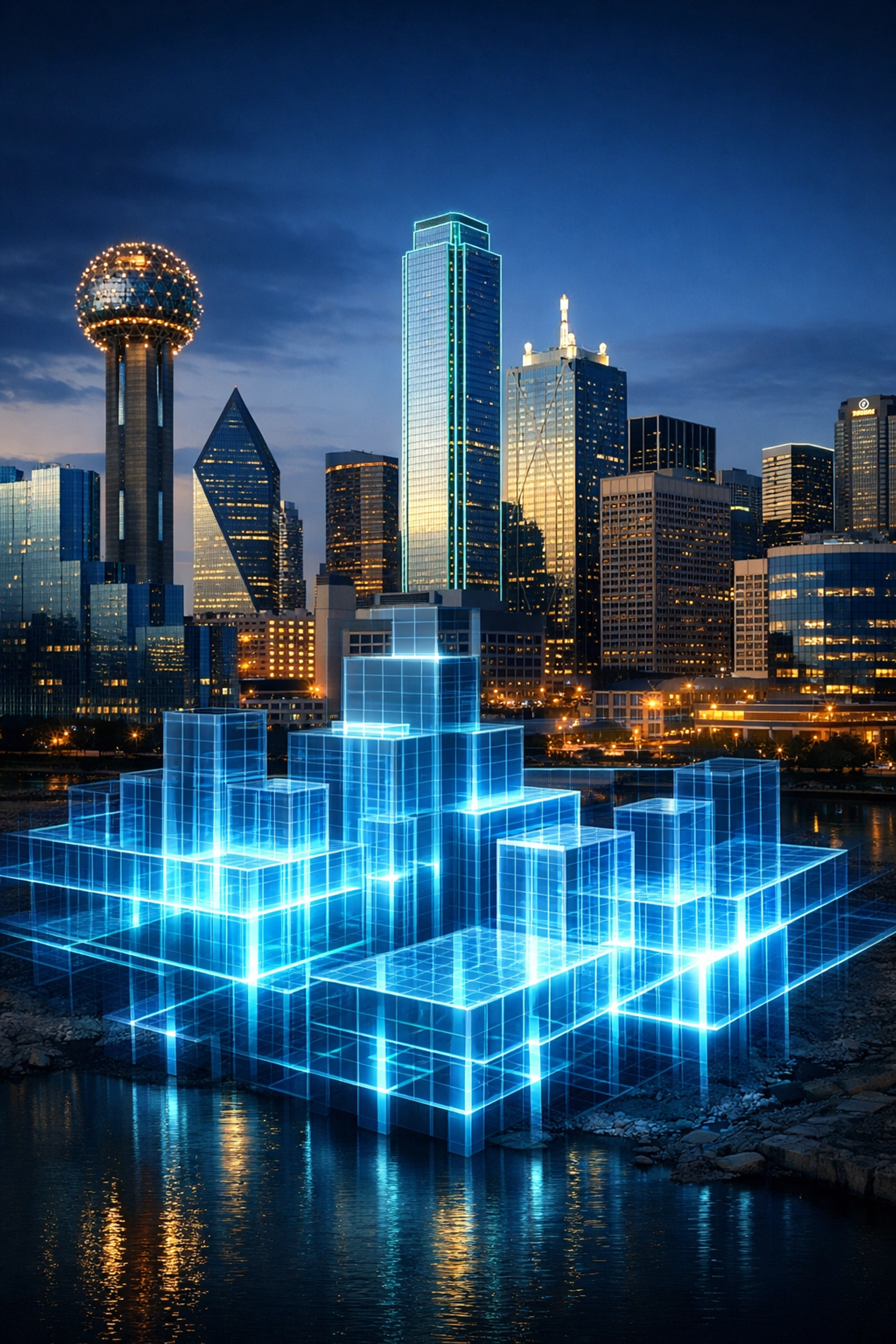 The Dallas skyline supported by financial foundation grids for scalable construction business growth.