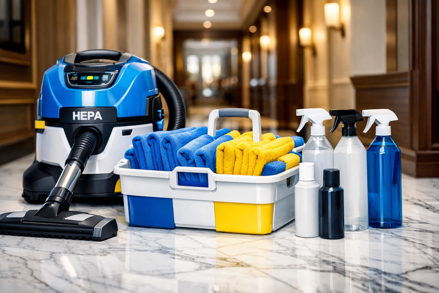 Professional-grade equipment and HEPA vacuum ready for expert house cleaning Lowell MA services.