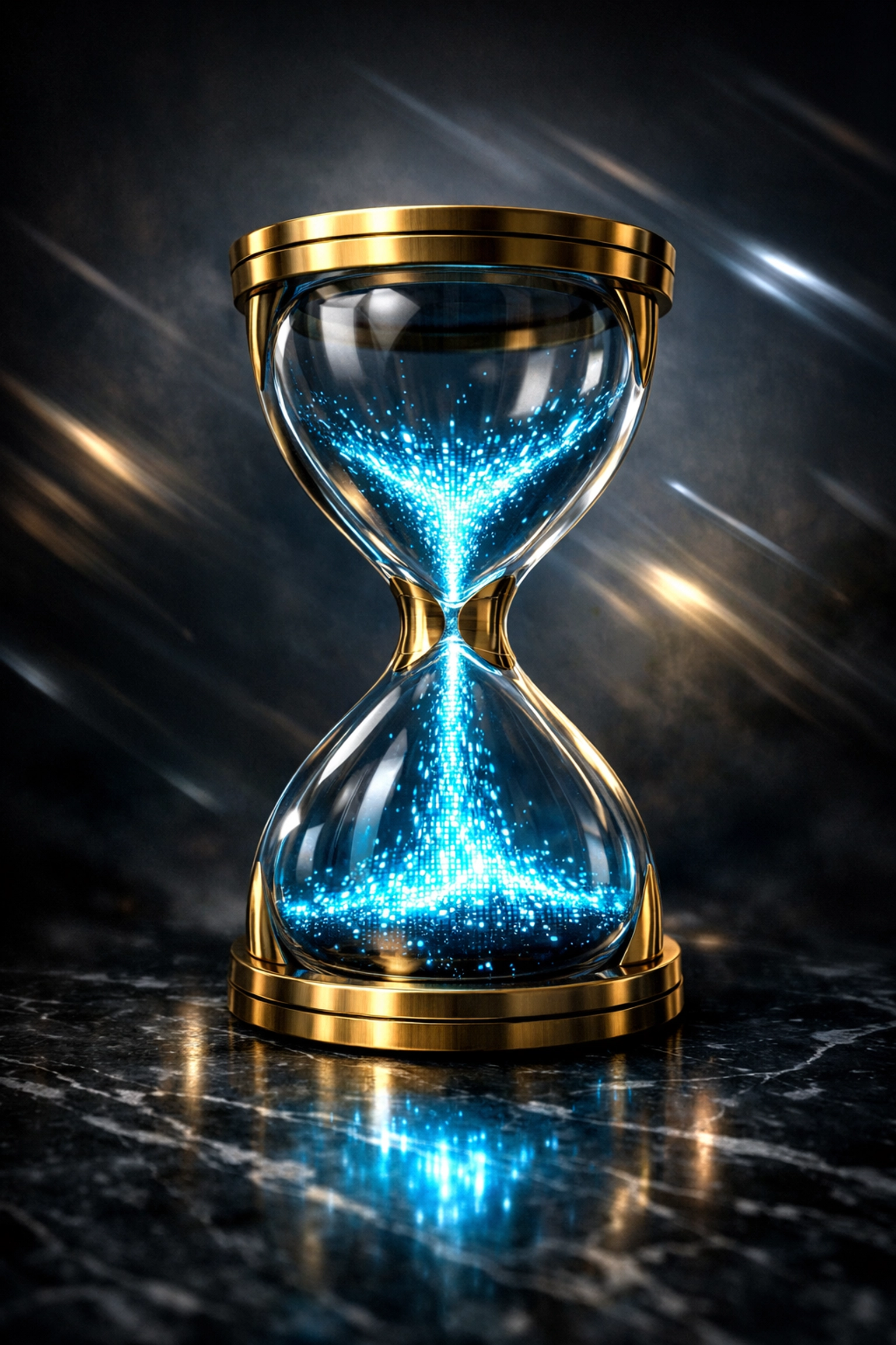 A glowing hourglass representing urgency and FOMO in social media marketing strategies.