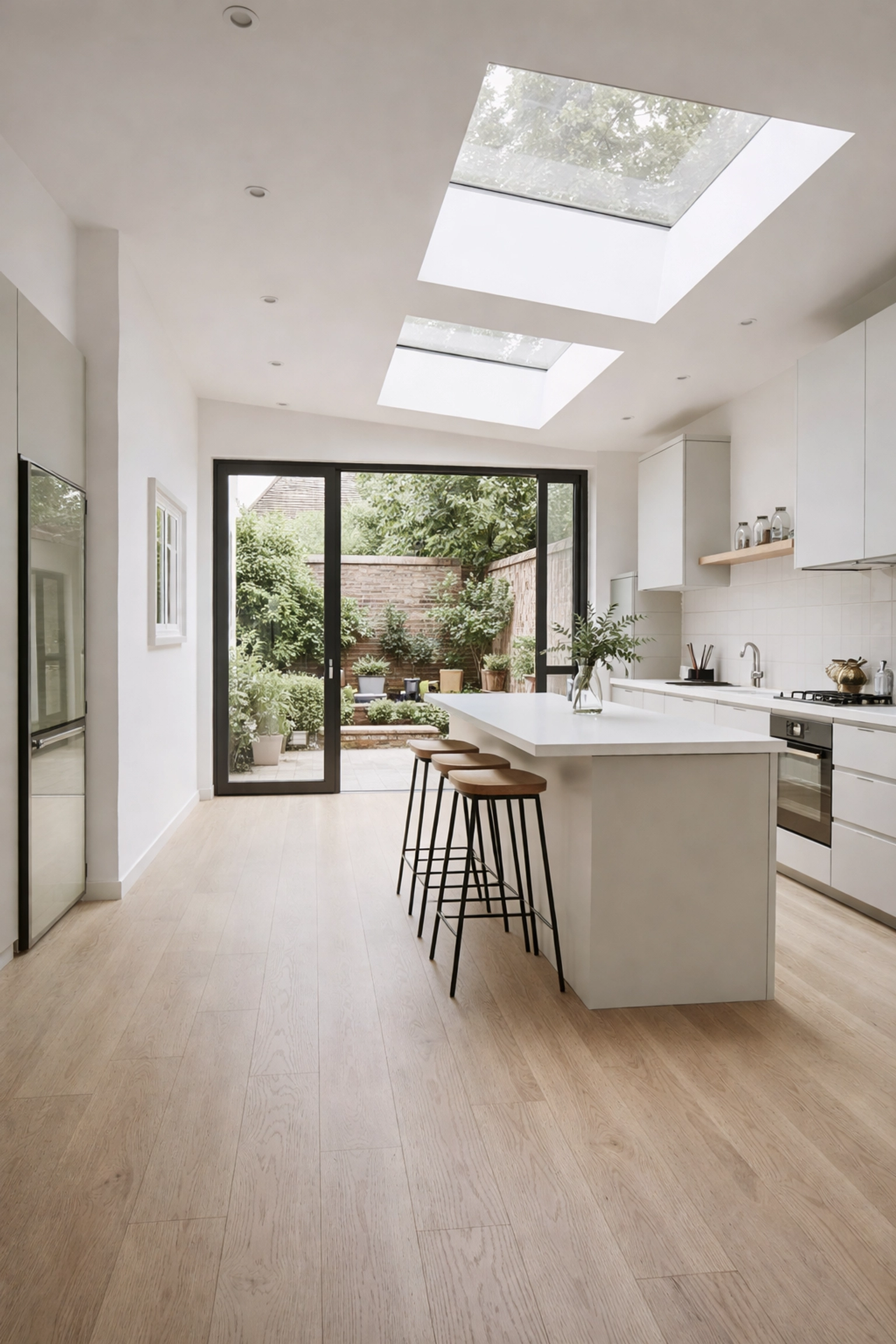 Bright modern kitchen-diner created by a side-return extension on a London Victorian terrace