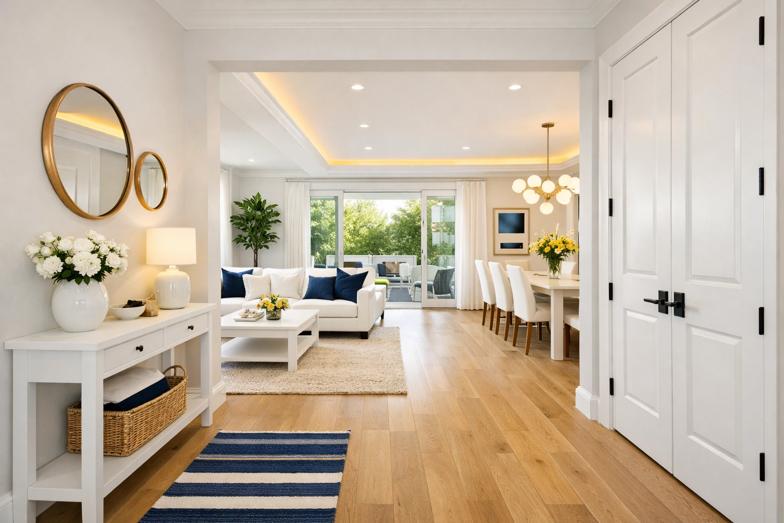 Pristine open-concept home interior in Massachusetts showcasing the results of professional cleaners MA.