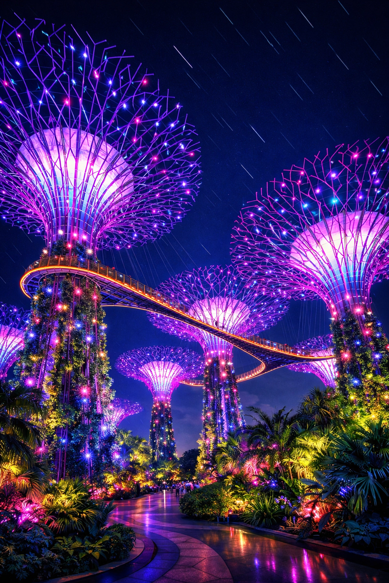 Glowing Supertree Grove in Singapore at night, showcasing the best photography locations across Asia.
