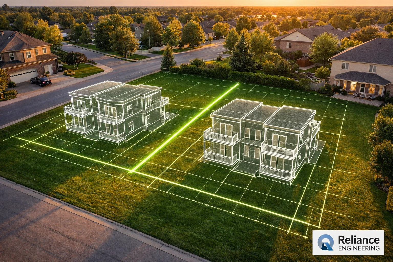 Engineering lot severance plan for multi-unit 4-plex conversions in Ontario.