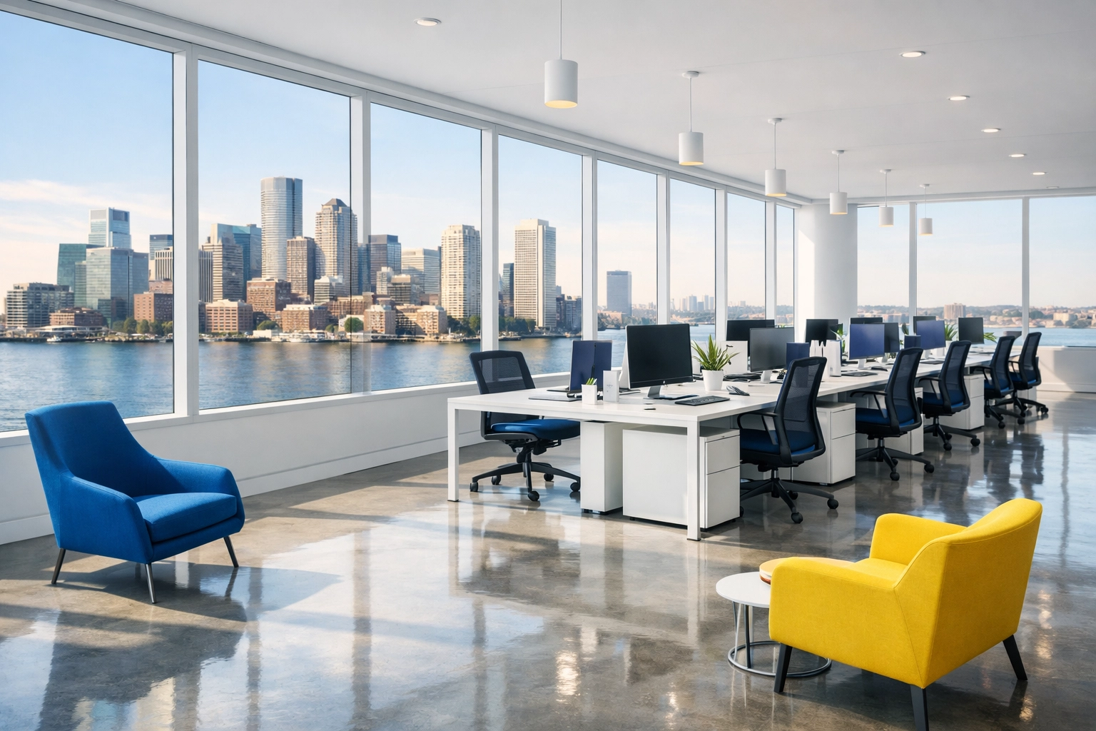Modern Seaport office highlighting professional commercial cleaning in Boston.