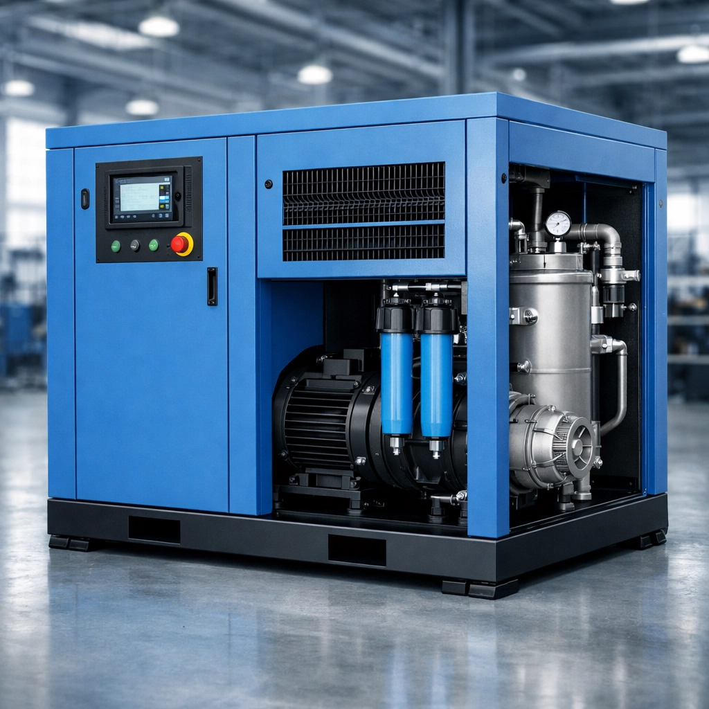 Industrial screw air compressor unit with digital control panel for laser cutting