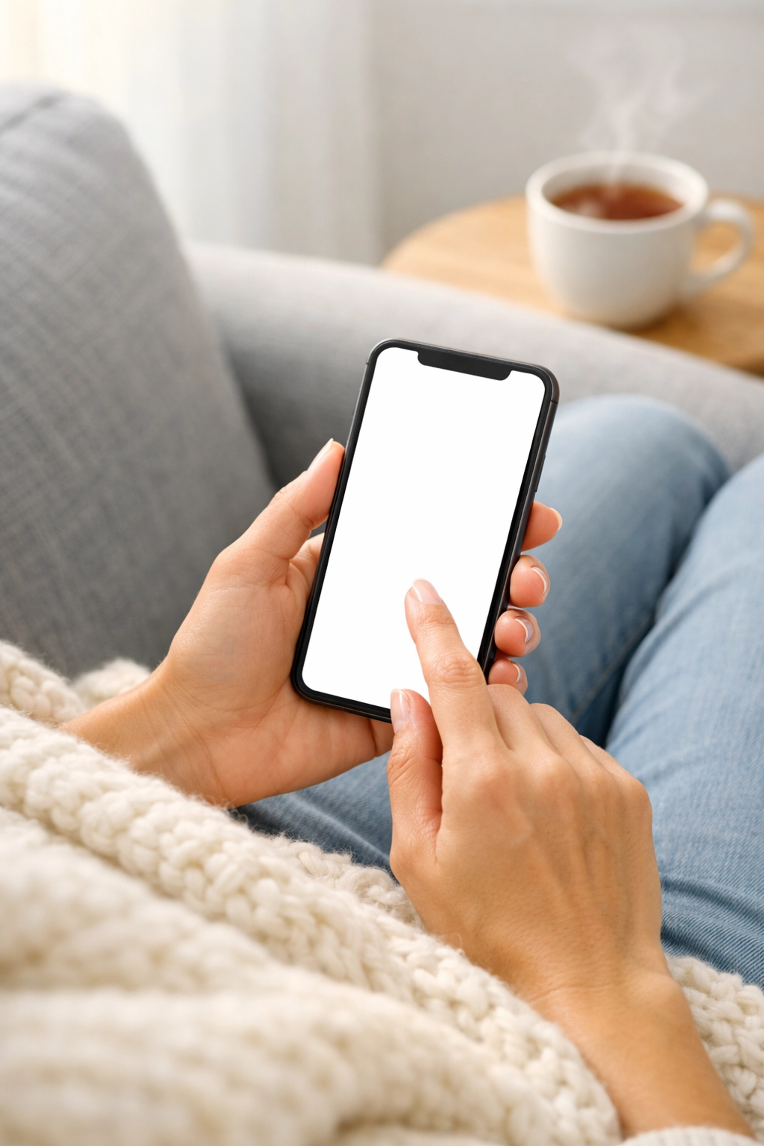 Person receiving an e-transfer payday loan Canada on their smartphone while relaxing at home.