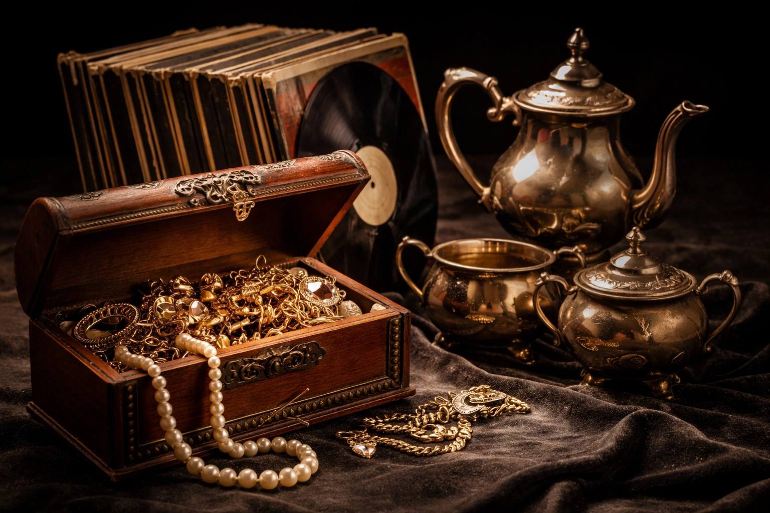 Hidden valuables found during estate cleanout, including jewelry and records, highlight resale opportunities