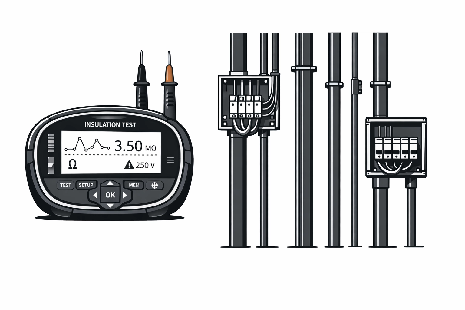 Digitales Prüfgerät für elektrische Messungen beim E-Befund in Wien zur Mängelerkennung.