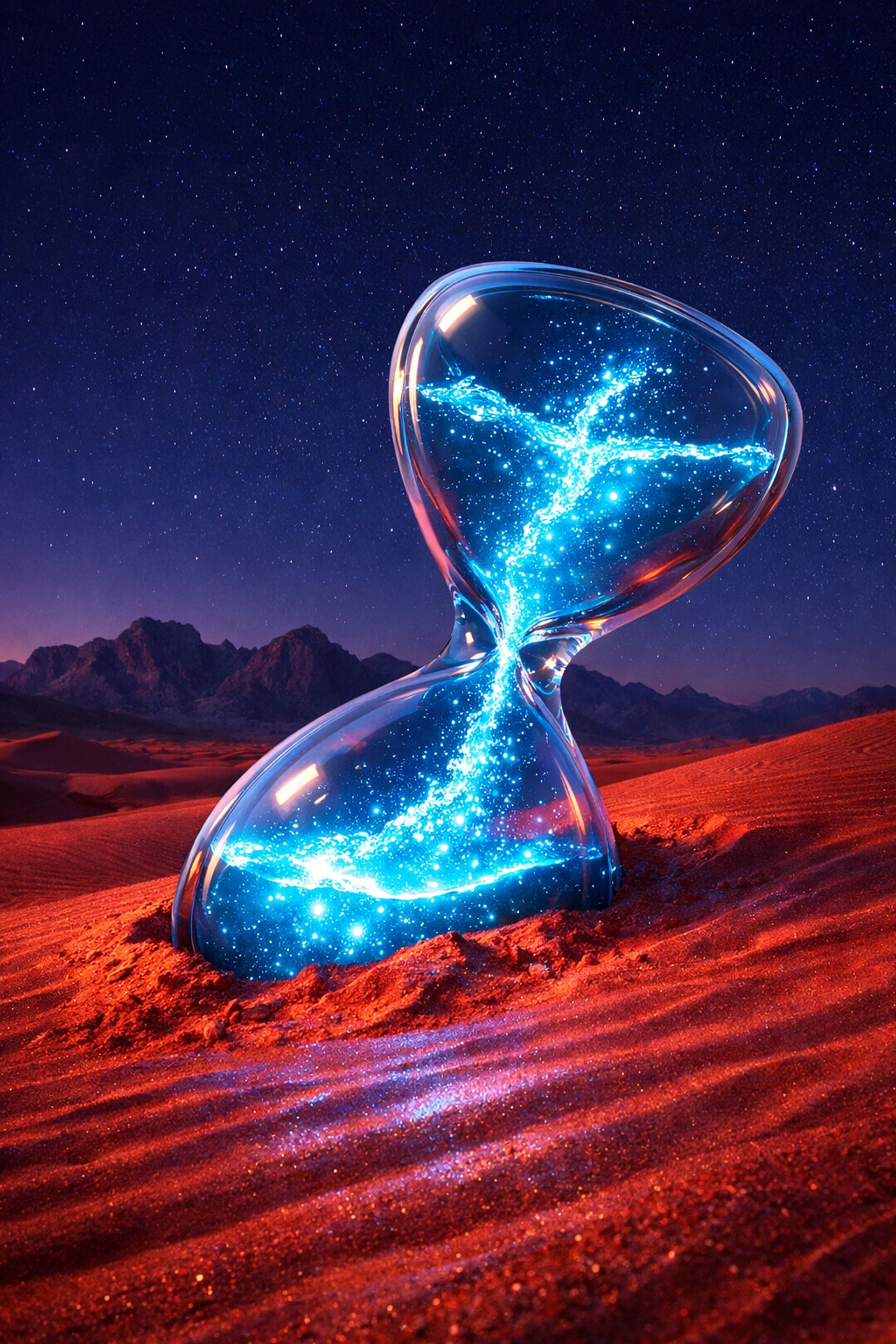 Hourglass in the Nevada desert representing the spring forward time change in Las Vegas.