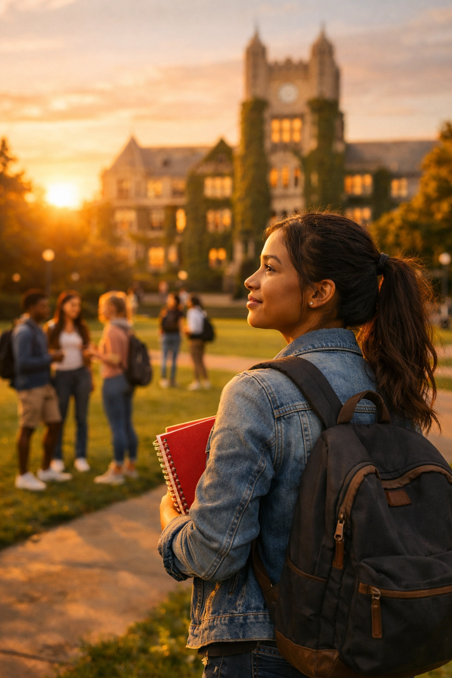 Successful student on a university campus representing the goals of a visionary SAT study plan.
