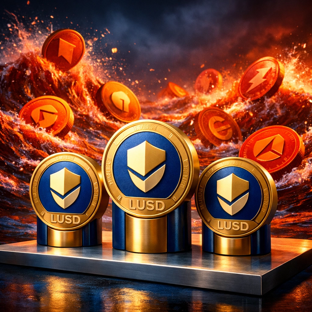 LUSD stablecoin stability versus volatile cryptocurrency showing secure crypto payments