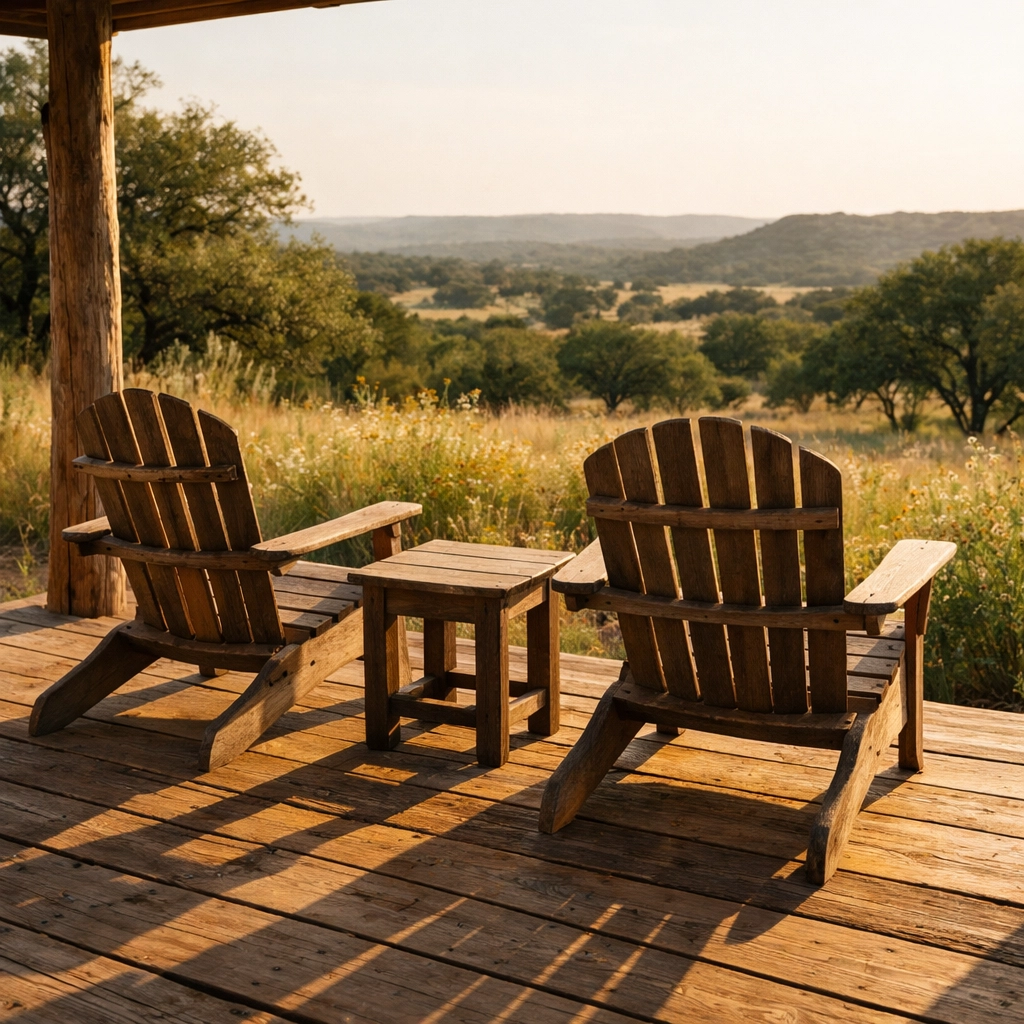 Peaceful porch at Wimberley Texas rehab ranch offering BCBS covered addiction treatment