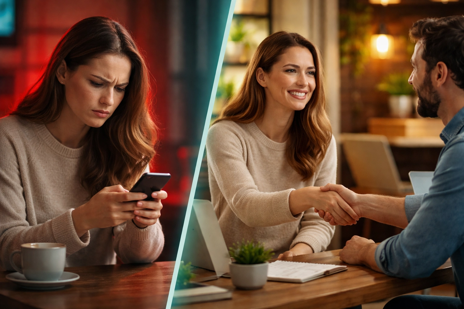 Comparison of negative vs. positive customer feedback, showing proactive review management