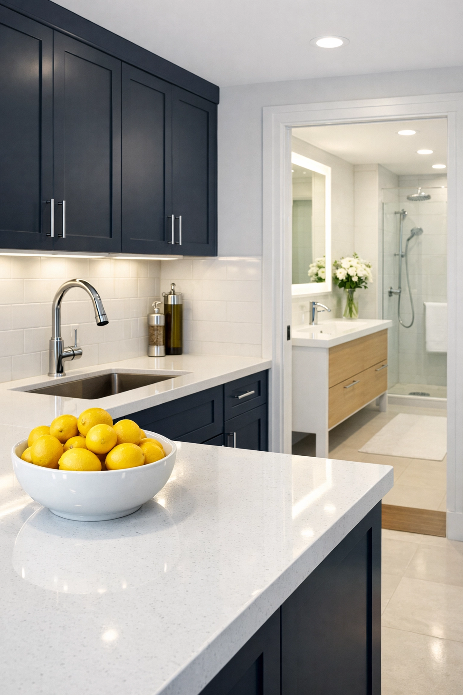 Sparkling clean modern kitchen surfaces maintained by professional Airbnb Cleaning Services Boston.