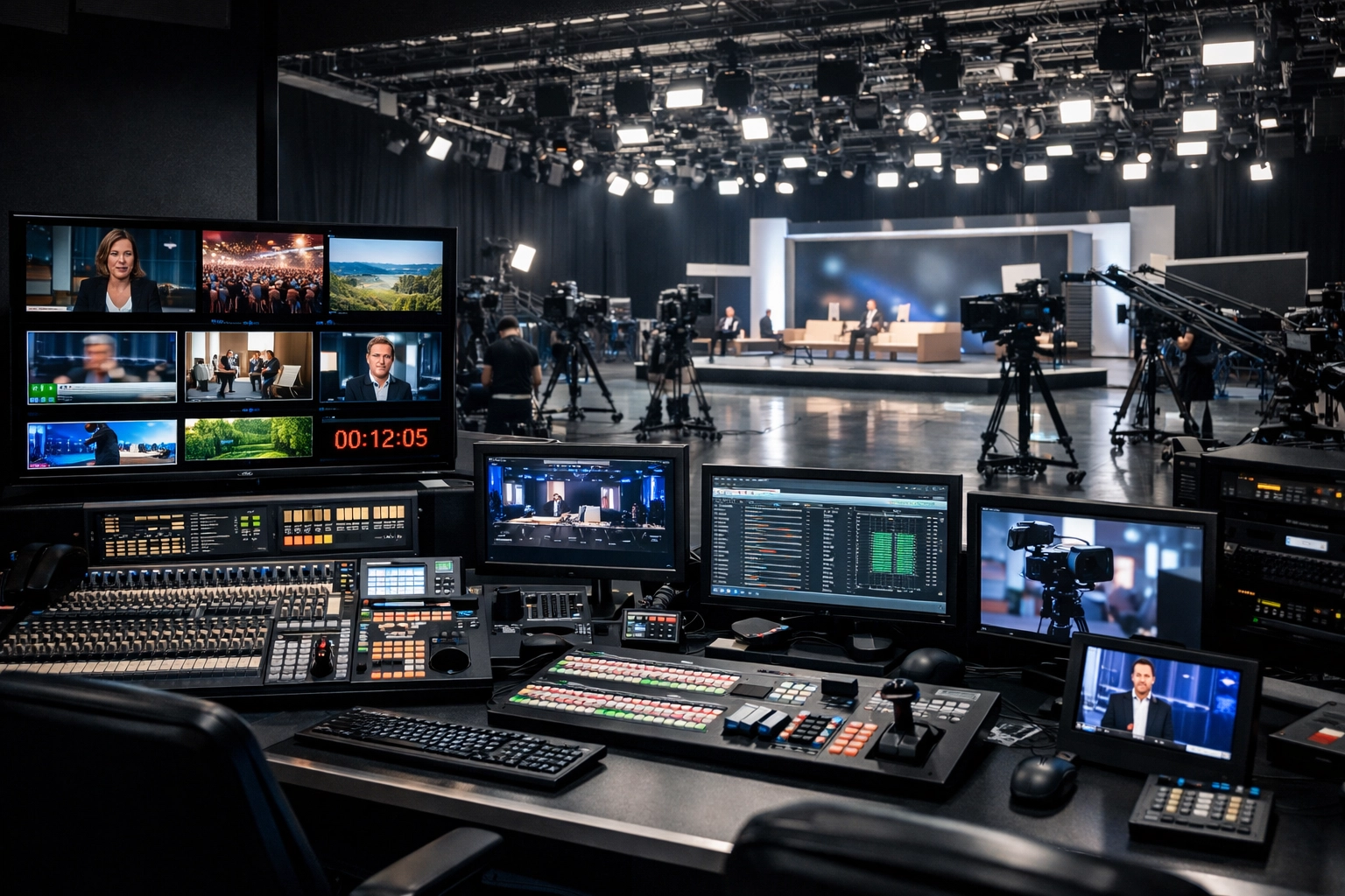 State-of-the-art media production studio and control room supporting global brand growth and credibility.