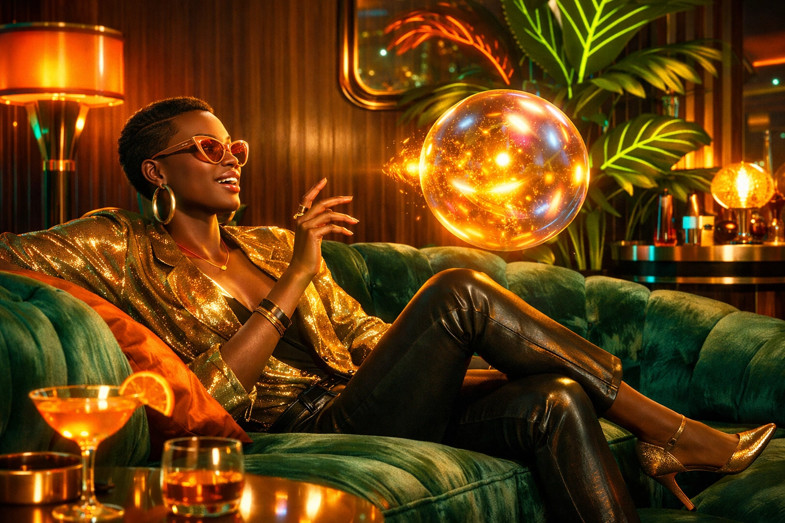 Person talking to a glowing AI holographic orb to practice sexual communication and intimacy tips.