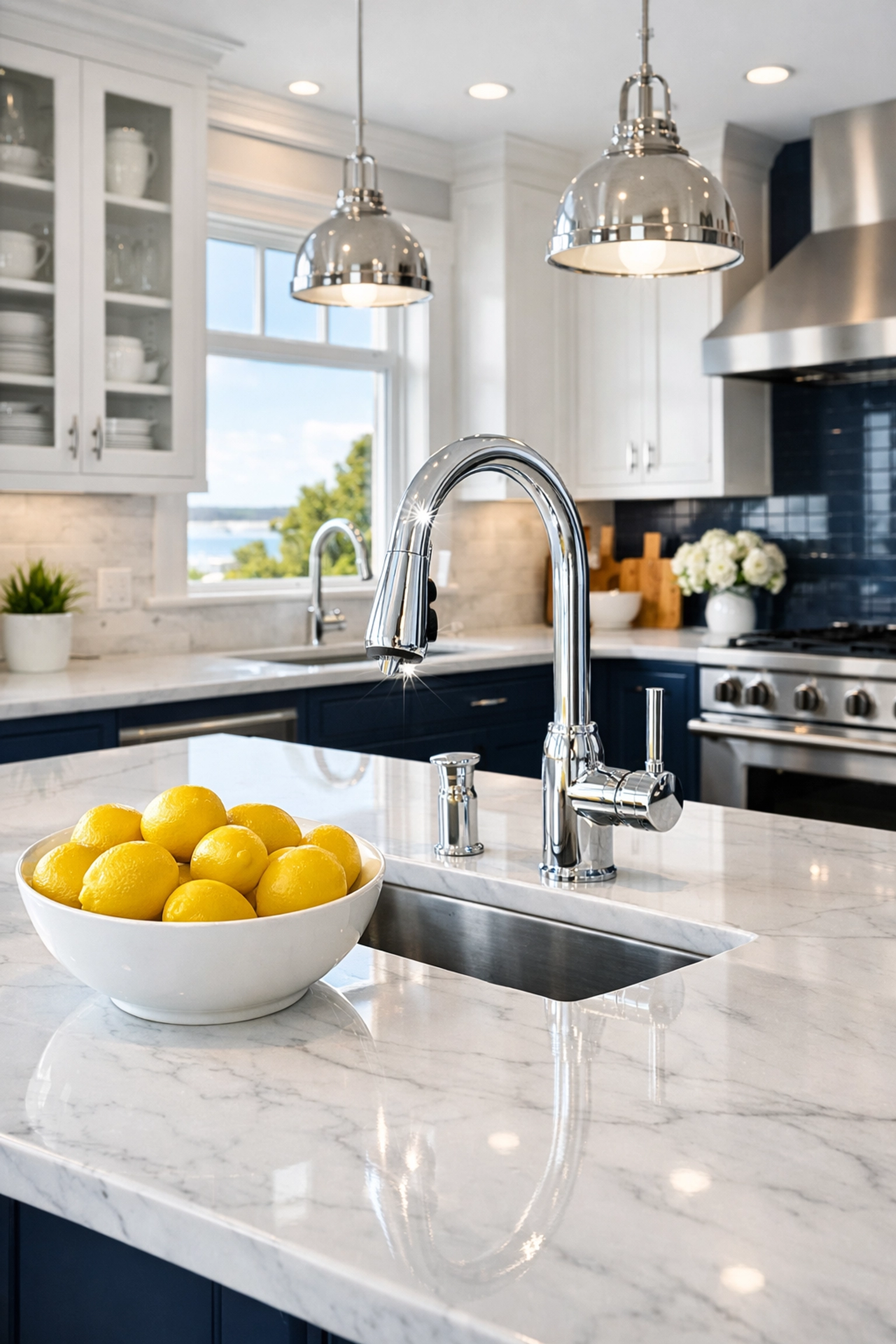 Sparkling modern kitchen in a Sandwich home after professional weekly house cleaning by The Cleaning Ninjas.