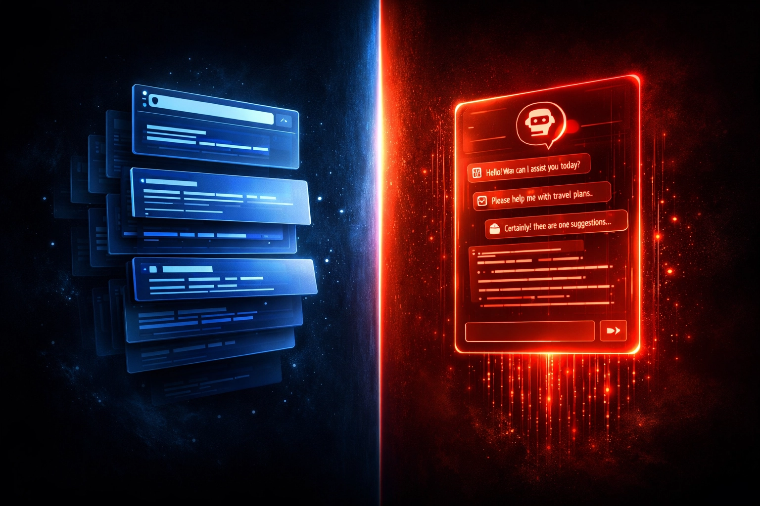 Visual comparison of traditional SEO search results versus AI-generated GEO answers