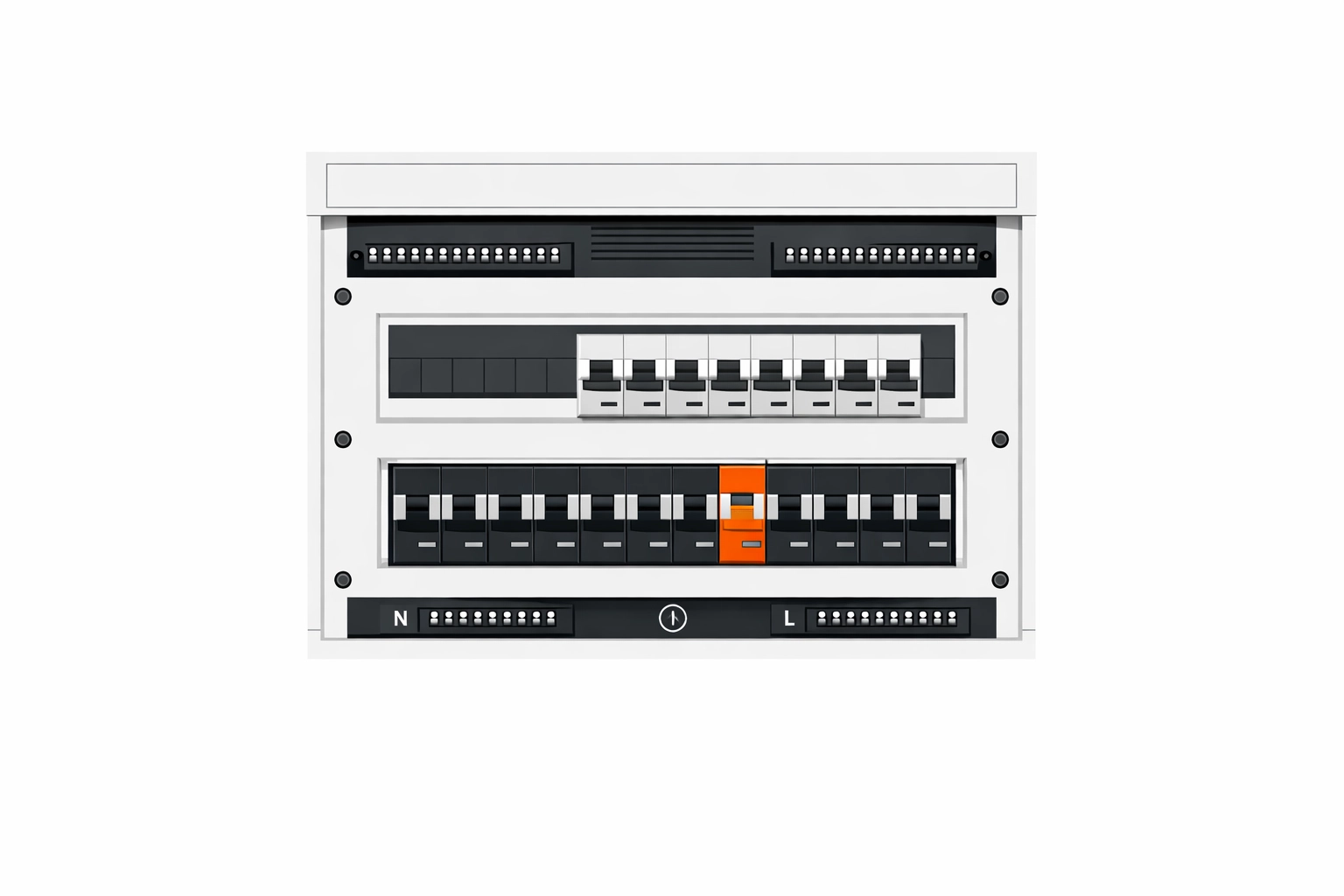 Moderner Sicherungskasten mit FI-Schutzschalter für sichere Elektroinstallationen in Niederösterreich.