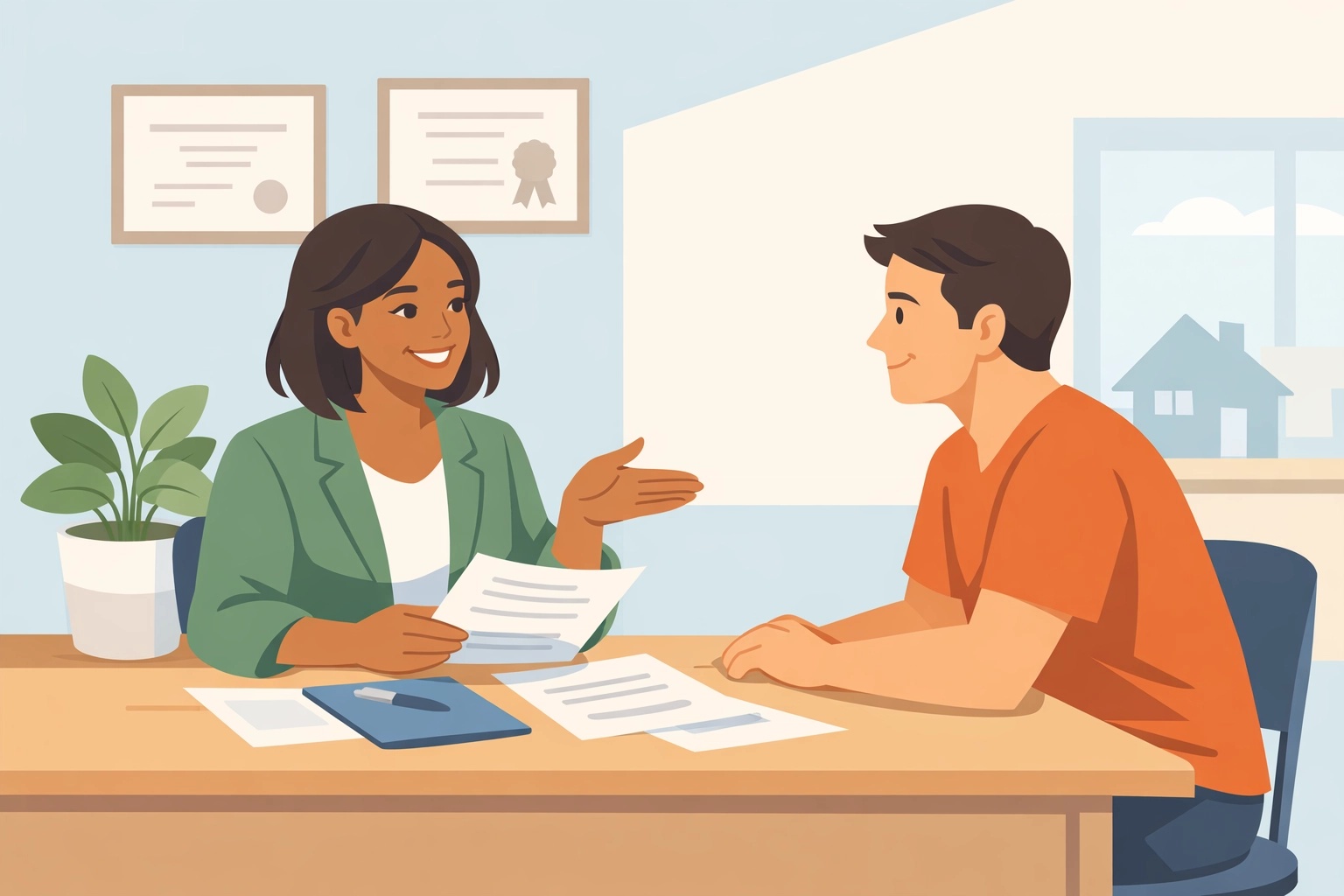 Housing counselor meeting with homeowner to discuss foreclosure prevention options in New Jersey